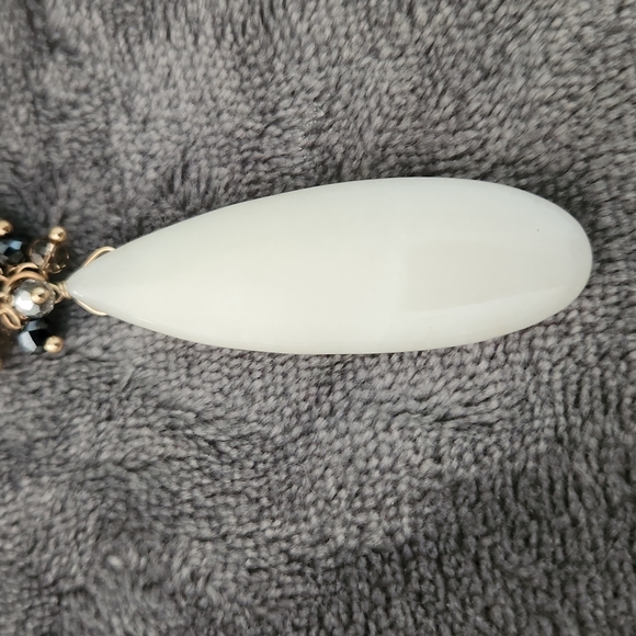 Necklace with Black, Rose and Clear Crystals with Cream Teardrop + Extension - Picture 4 of 6